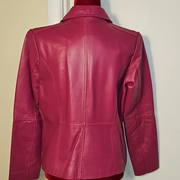 Women's Pink Leather Jacket Size 8 - Picture 5 of 8